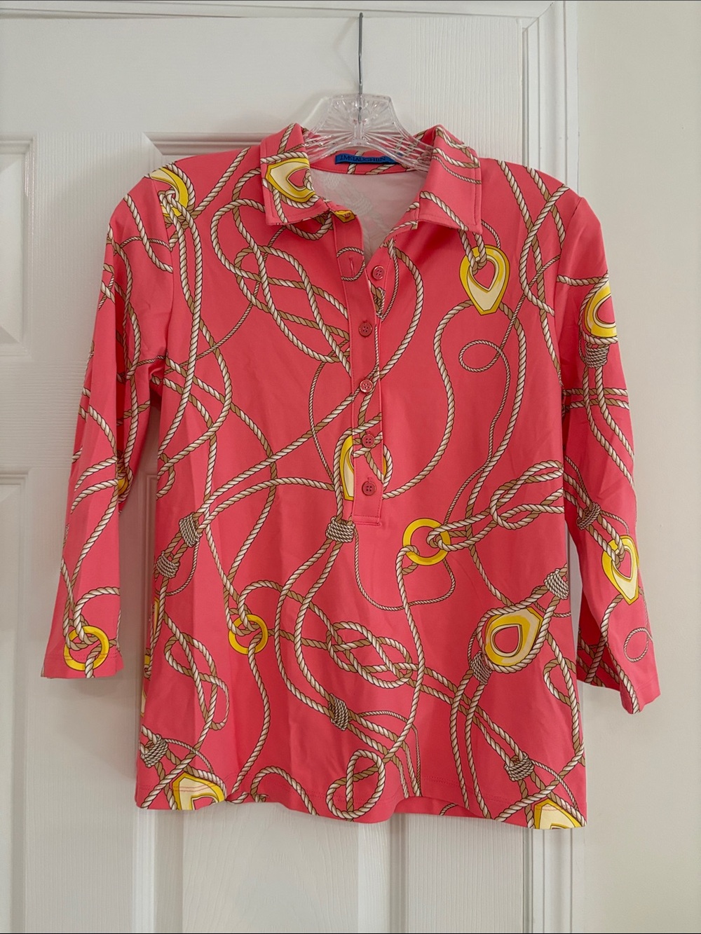 Women's Coral Rope-Print Button-Down Polo Shirt by J McLaughlin